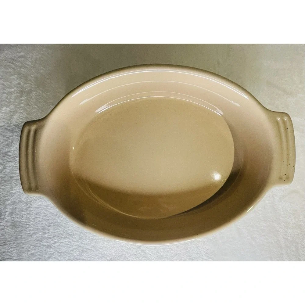 Le Creuset Green Stoneware Handled Oval Baking Dish Au Gratin Casserole 10X8